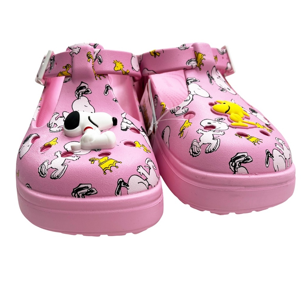 Crocs Peanuts Mary Jane Clog Snoopy & Woodstock Pink Women's 10 Men's 8 NWT - Picture 4 of 12